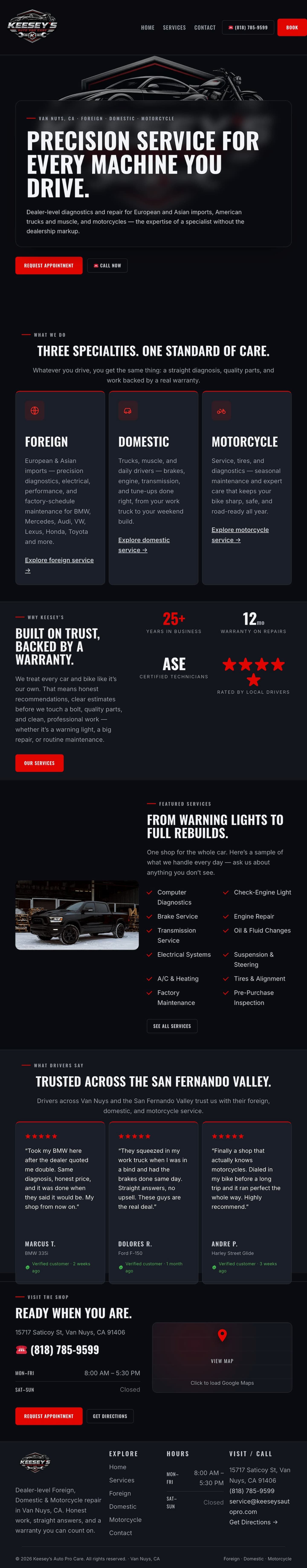 Keesey's Auto Pro Care website designed by Loud Works Digital