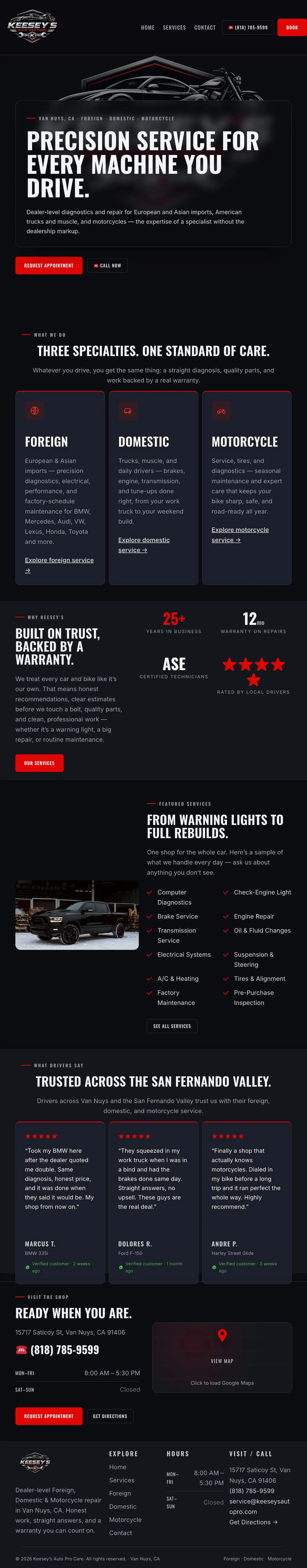 Keesey's Auto Pro Care website designed by Loud Works Digital